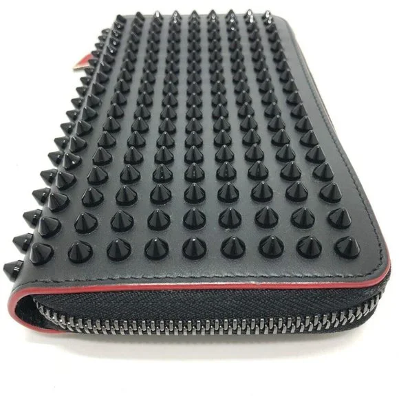 Christian Louboutin Panettone Spike studs Zip Around Long Wallet Leather Black
